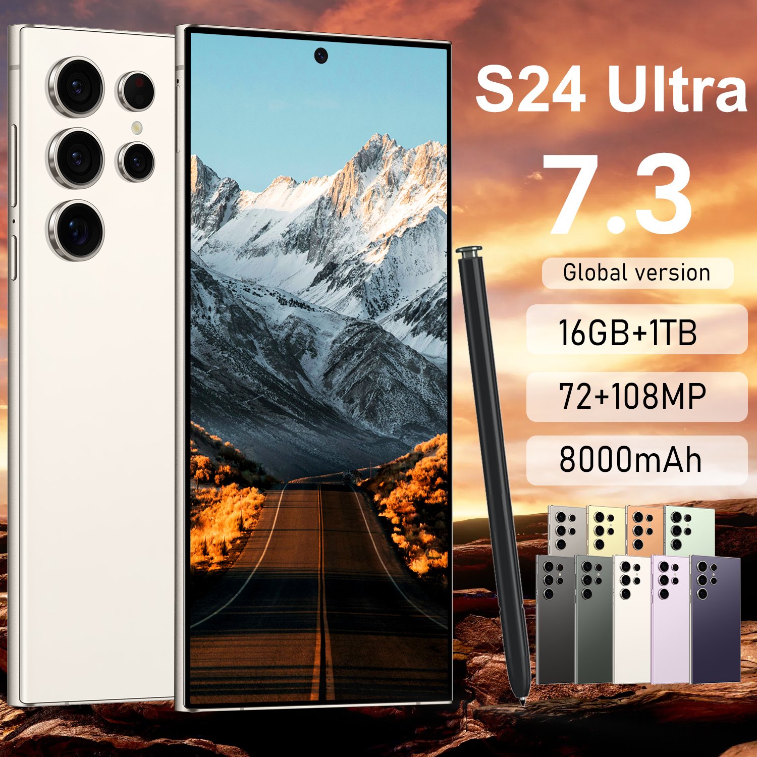 S24Ultra7.3-inch HD screen mobile phone, Android 13 16+1TB card smartphone, facial recognition/5G/4G/3G/GPS positioning